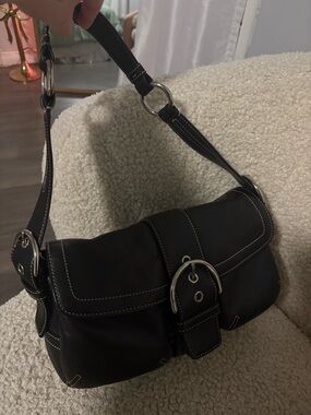SOLD Coach Double Pocket Black Leather Soho